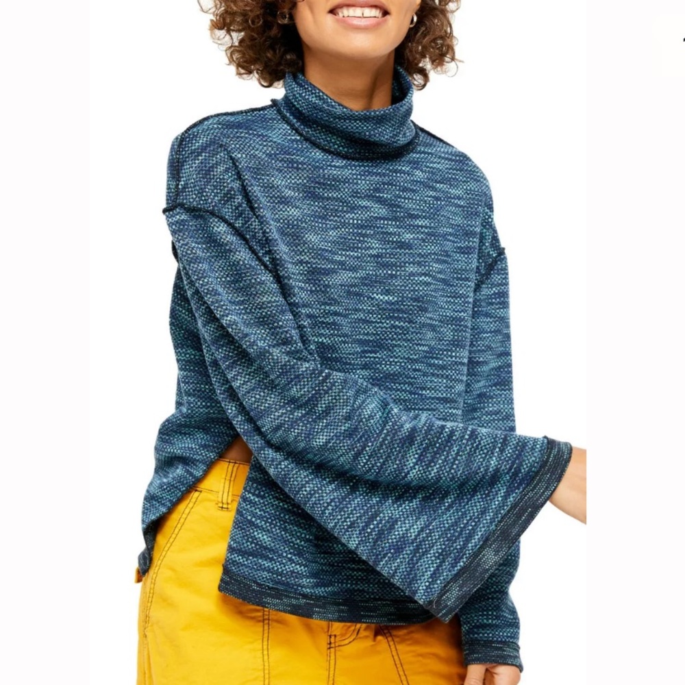 Free people blue mock neck sweater